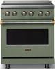 Viking® 5 Series 30" Eucalyptus Pro Style Electric Range with Brushed Brass Trim-0
