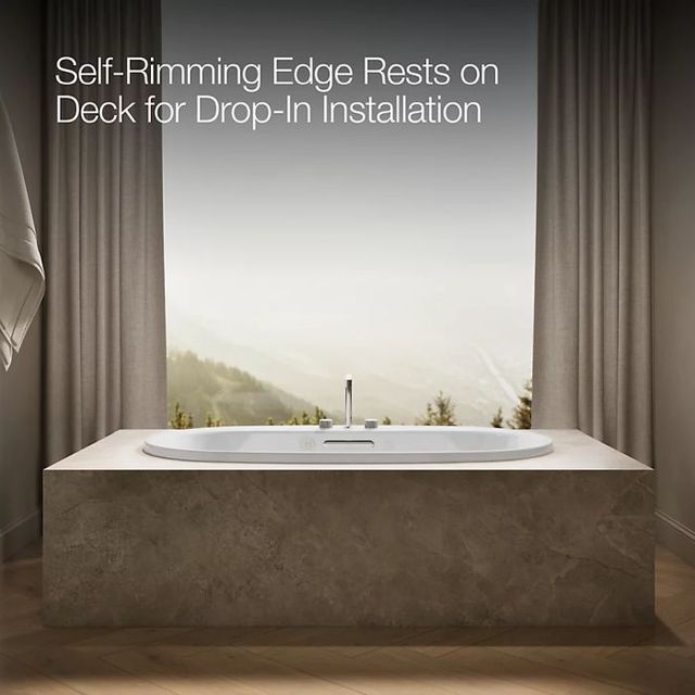 Kohler® Underscore® White 65.5" x 35.75" Drop-In Heated Bubblemassage™ Air Bath with Whirlpool-3