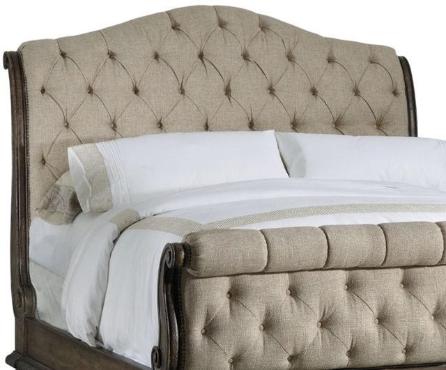 Hooker® Furniture Rhapsody Aurora Ecru/Walnut King Upholstered Sleigh Bed-2