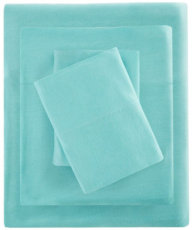 Olliix by Intelligent Design Aqua Twin Cotton Blend Jersey Knit All Season Sheet Set-0