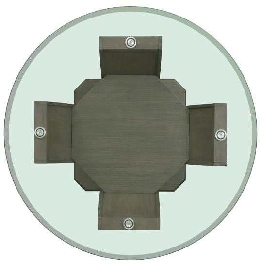 Elements International Dapper Glass Top Round Dining Table with Gray Base-1