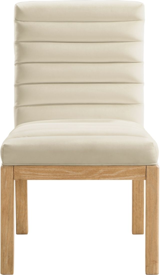 Meridian Furniture Evelyn Cream/Natural Velvet Upholstered Side Chair-1