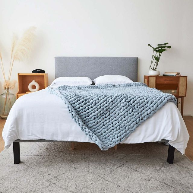 Hush Knit Dusty Blue Weighted Blanket-3