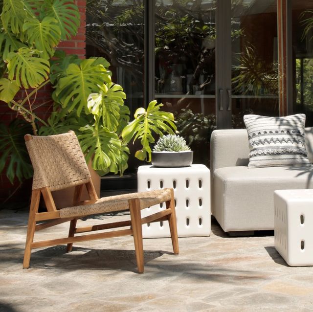 Dovetail Furniture Mable Natural Rattan/Teak Outdoor Chair-1