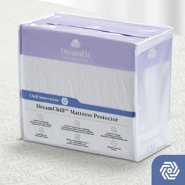 DreamFit® DreamChill™ White California King Mattress Protector-0