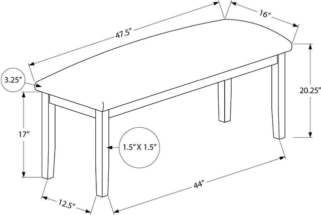Monarch Specialties Inc. Brown 48" Acccent Bench-1