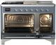 Ilve® Majestic III 48" Blue Gray Pro Style Dual Fuel Liquid Propane Range with 5 Black Brass Burners and Chrome Trim-1
