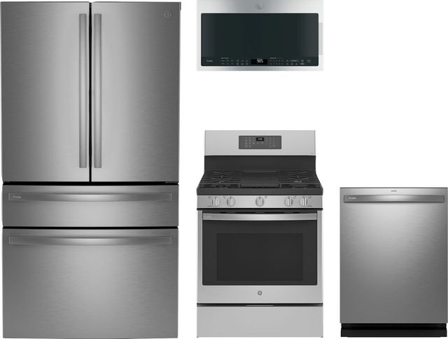 GE Profile™ 4 Piece Stainless Steel Gas Kitchen Package-0