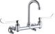 Elkay Chrome Scrub/Handwash 8" Centerset Wall Mount Faucet with 4" Gooseneck Spout, 6" Wristblade Handle and Offset Inslets + Stop-0