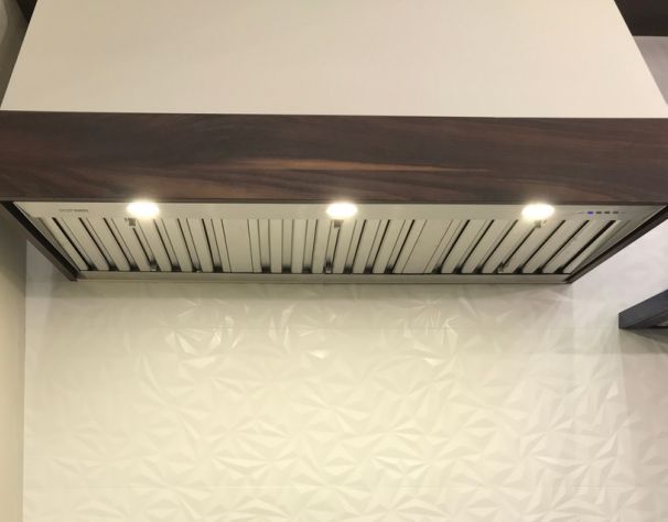Close view of a Trade-Wind insert range hood Close view of a Trade-Wind insert range hood