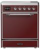 Ilve® Majestic III 30" Burgundy Pro Style Induction Range with Solid Door and Chrome Trim-0