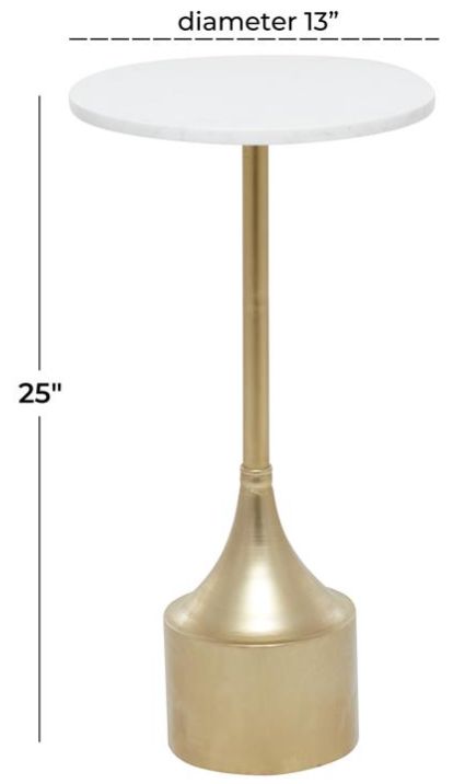 Deco Marche White Accent Table with Gold Base-1