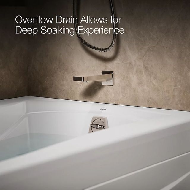 Kohler® Mariposa® White 60" x 36" Alcove and Integral Flange Heated Bubblemassage™ Air Bath with Bask® Heated Surface-4