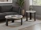 Furniture of America® Bogor Black/White Round End Table with Black/Gold Base-1