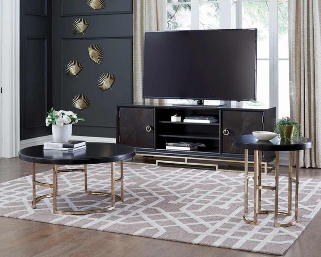 Coaster® Corliss Americano and Rose Brass TV Console-2