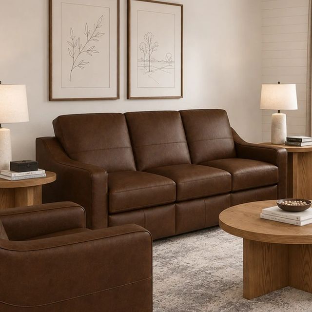 Flexsteel® Hudson Woodland Leather Sofa-1