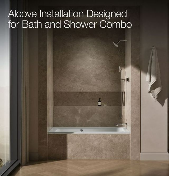 KOHLER® Archer® Ice Gray 60" x 30" Alcove Heated BubbleMassage™ Air Bath - Right Drain-2