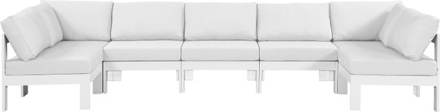 Meridian Furniture Nizuc 7-Piece White Outdoor Patio Modular Sectional Set-0