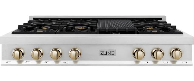 ZLINE Autograph Edition Classic 48" Stainless Steel Gas Rangetop with Polished Gold Accents-0