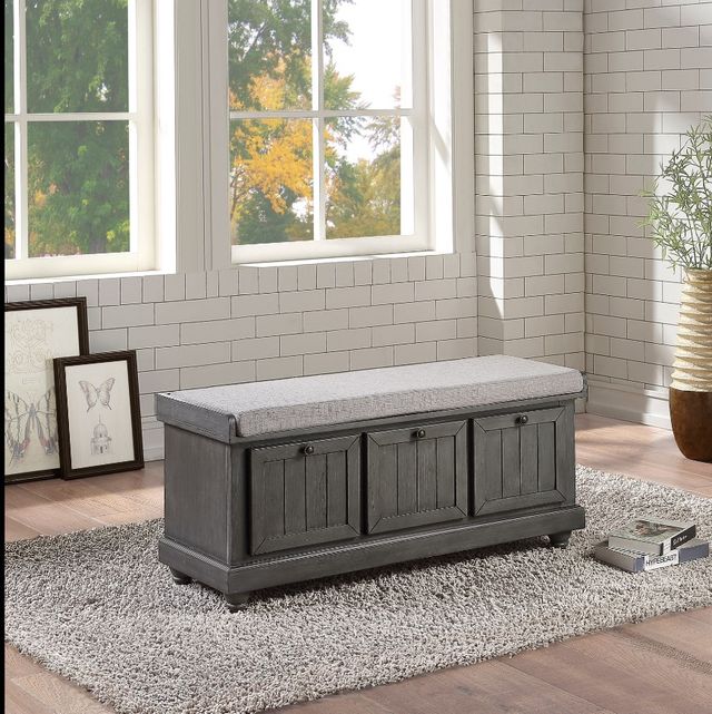 Homelegance® Woodwell Dark Gray Lift Top Storage Bench-1