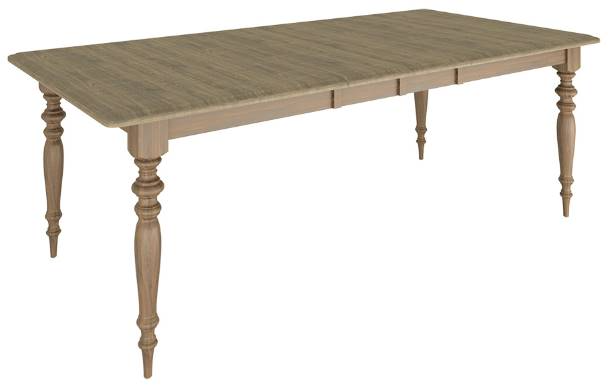 Country View Woodworking Customizable Kingman Elm Top 42" Dining Table with 4-Leaves and Brown Maple Base