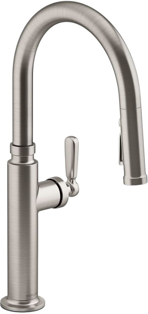 KOHLER® Edalyn™ by Studio McGee Vibrant Stainless Kitchen Sink Faucet with Three-Function Sprayhead-0