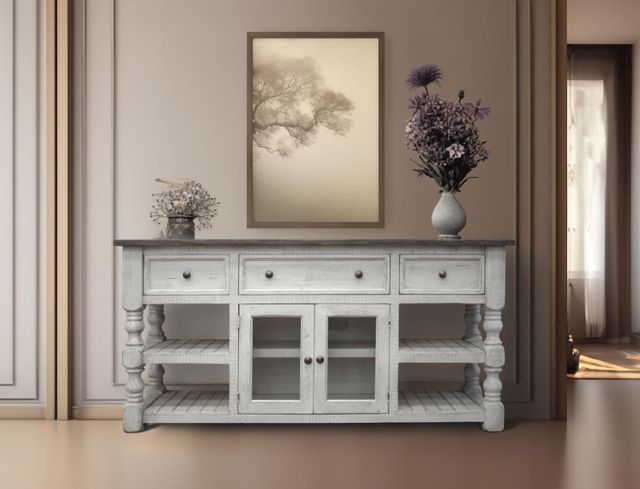 International Furniture Direct Stone Weathered Gray/White 70" TV Stand-1