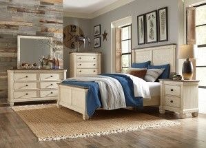 Mazin Furniture Weaver Antique White/Rosy Brown Queen Bed-2