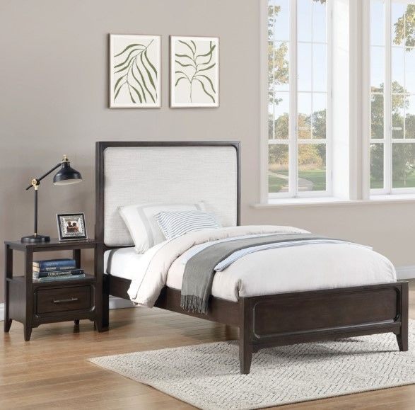 Winners Only® Westfield Expresso/White Youth Twin Upholstered Panel Bed-1