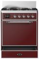 Ilve® Majestic III 30" Burgundy Pro Style Dual Fuel Natural Gas Range with 5 Black Brass Burners and Chrome Trim-2