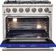 FORNO® Capriasca 36" Stainless Steel Pro Style Gas Range with Blue Door-2