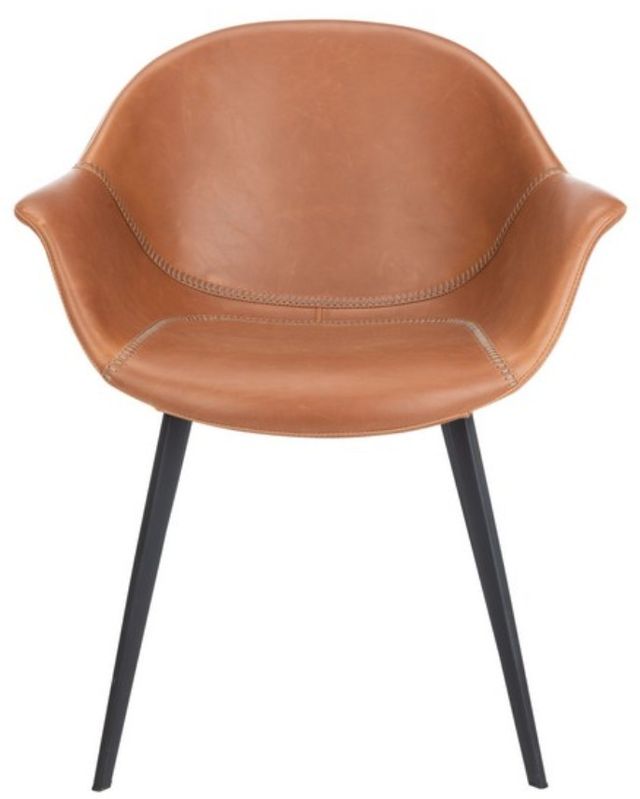 Safavieh Dublin 2-Piece Black/Cognac Dining Tub Arm Chair Set-2
