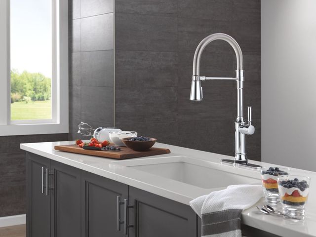 Delta Renaldi® Lumicoat® Chrome Touch2O® Technology Kitchen Faucet with Touchless Technology-1