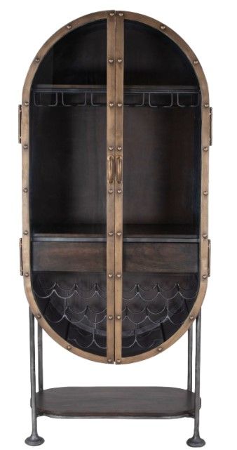Home Trends & Design Bowery Natural Oval Bar Cabinet-1