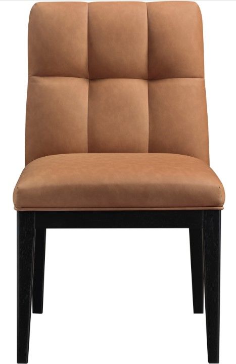 Meridian Furniture Adrian Cognac/Black Leather Upholstered Dining Side Chair-1
