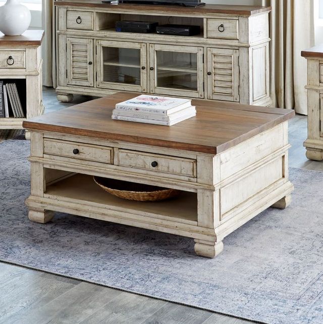 Napa Furniture Design Belmont Brown Square Coffee Table with White Base-2