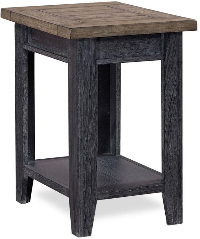 aspenhome® Eastport Drifted Black Chairside Table with Brown Top -0