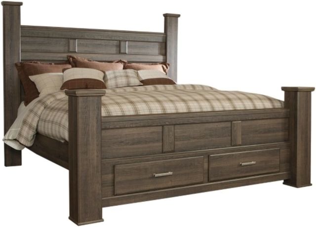 Signature Design by Ashley® Juararo 6-Piece Dark Brown California King Poster Bed Set-1