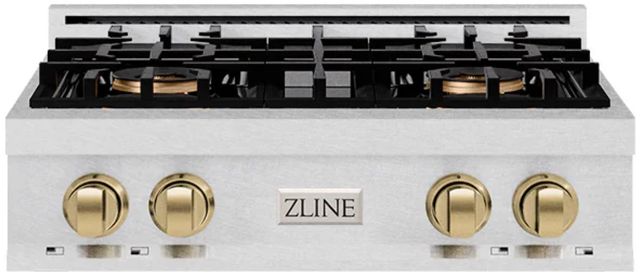 ZLINE DuoPro™ Classic 30" Satin Stainless Steel and Champagne Bronze Accents Gas Rangetop with 4 Burner Cooktop-0