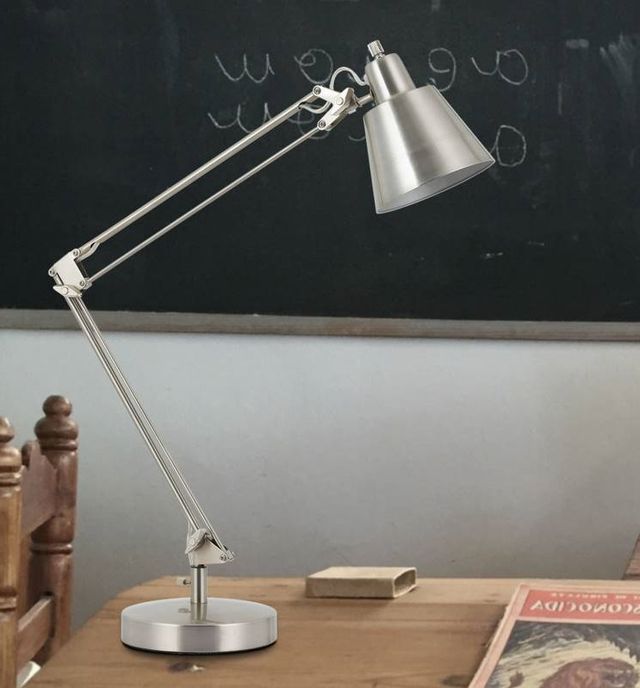 Cal® Lighting & Accessories Udbina Brushed Steel Desk Lamp-2