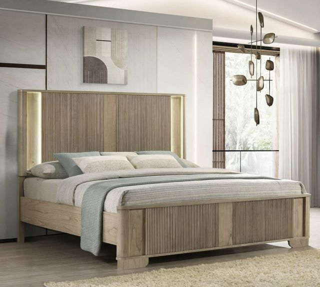 ACME Furniture Lakkari Antique Oak Queen Panel Bed-1