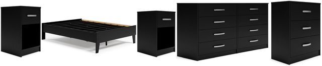 Signature Design by Ashley® Finch 4-Piece Black Full Platform Bed Set-0