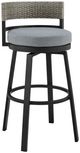 Armen Living Encinitas 2-Piece Black/Dark Gray Aluminum/Rattan Outdoor Counter Stool Set-0