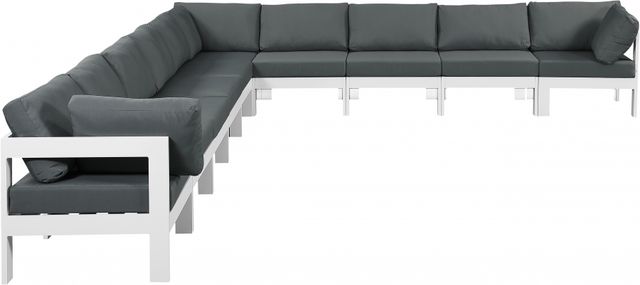 Meridian Furniture Nizuc 10-Piece Gray/White Aluminum/Fabric Outdoor Patio Modular Sectional-0