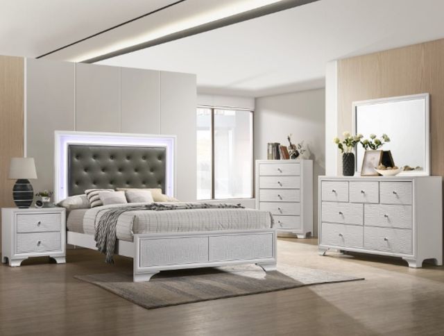 Crown Mark Lyssa Frost Twin Upholstered Panel Bed-1