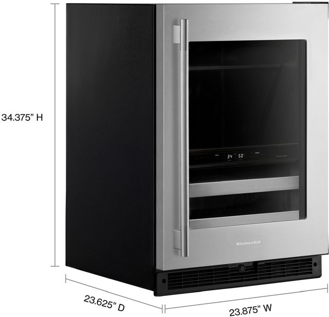 KitchenAid® 24" 4.9 Cu. Ft. Black/Stainless Steel Beverage Center -2