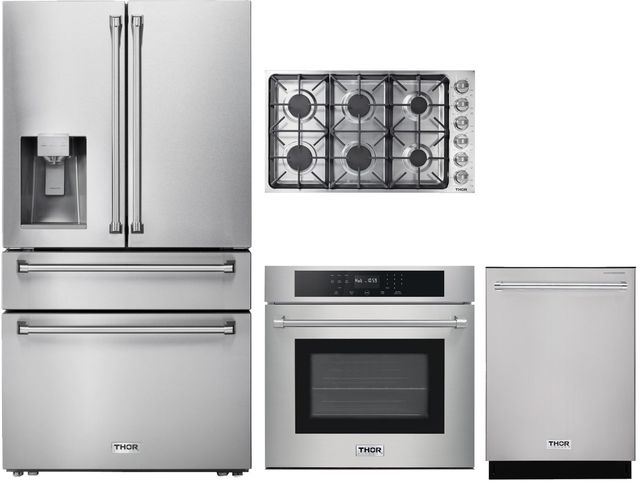 Thor Kitchen® 4 Piece Stainless Steel Gas Kitchen Package-0