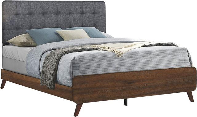 Monarch Specialties Inc. Grey/Walnut Queen Panel Bed-0