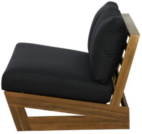 Linon Bluffton Black/Natural Wooden Outdoor Bench with Cushion-3