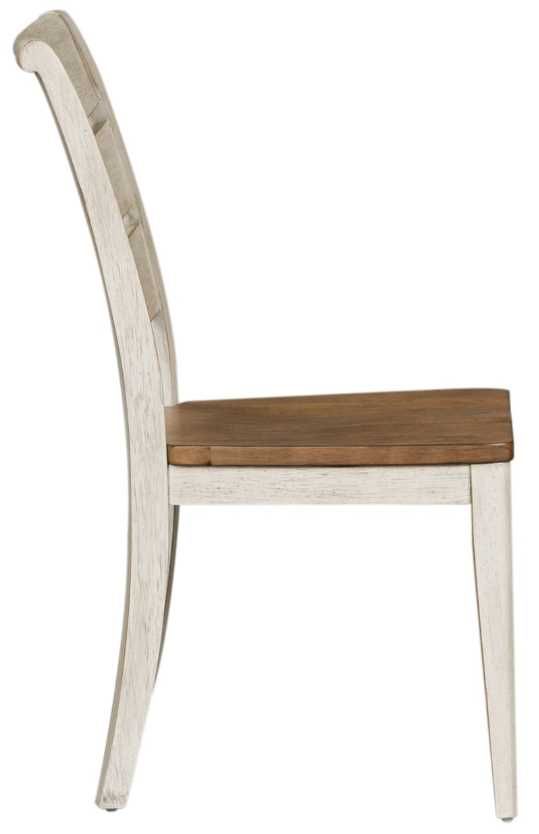 Liberty Furniture Farmhouse Reimagined Antique White/Chestnut Ladder Back Side Chair-3